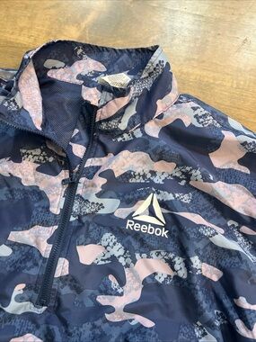 Reebok Pink and Navy Camo Half-Zip Windbreaker